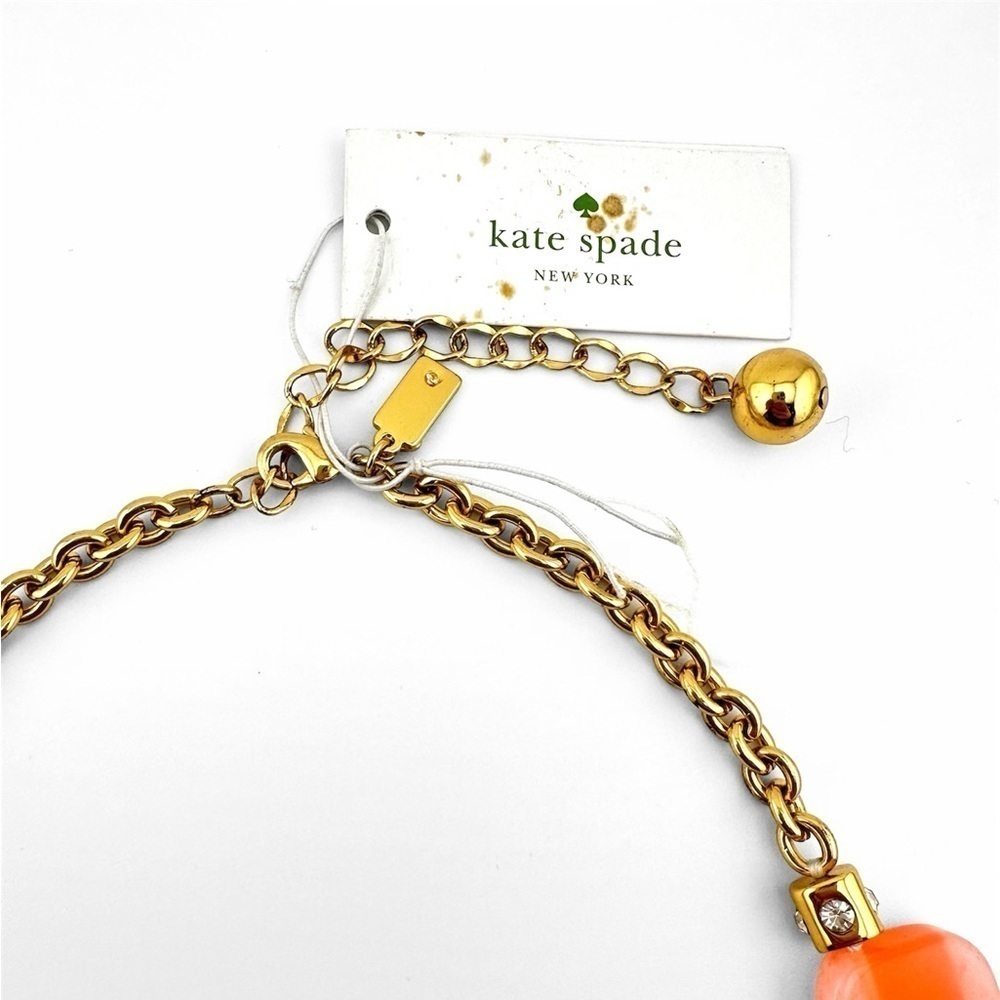 NWT Kate Spade Necklace, Peach Two Tone Gold Tone & Rhinestone Spacers - Picture 5 of 7